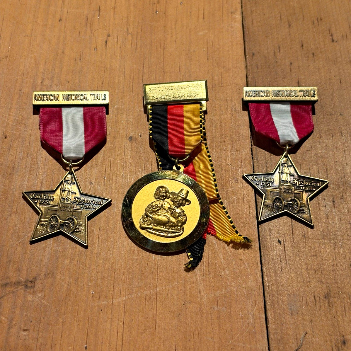 Boy Scouts American Historic Trails Lot of 3 Medal Pins/Awards w/ Ribbon Bars