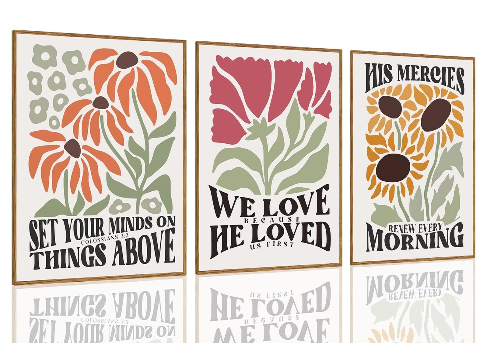 Dytila Framed Christian Bible Scripture Wall Art Set of 3, Flower Marke Pictu... Dytila Framed Christian Bible Scripture Wall Art Set of 3, Flower Marke Pictu...