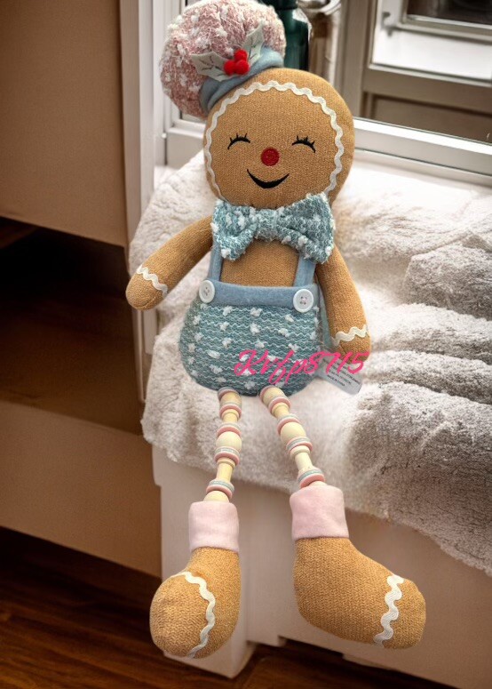 Adorable Gingerbread Boy 19” Pastel Shelf Sitter Christmas Home Decor New