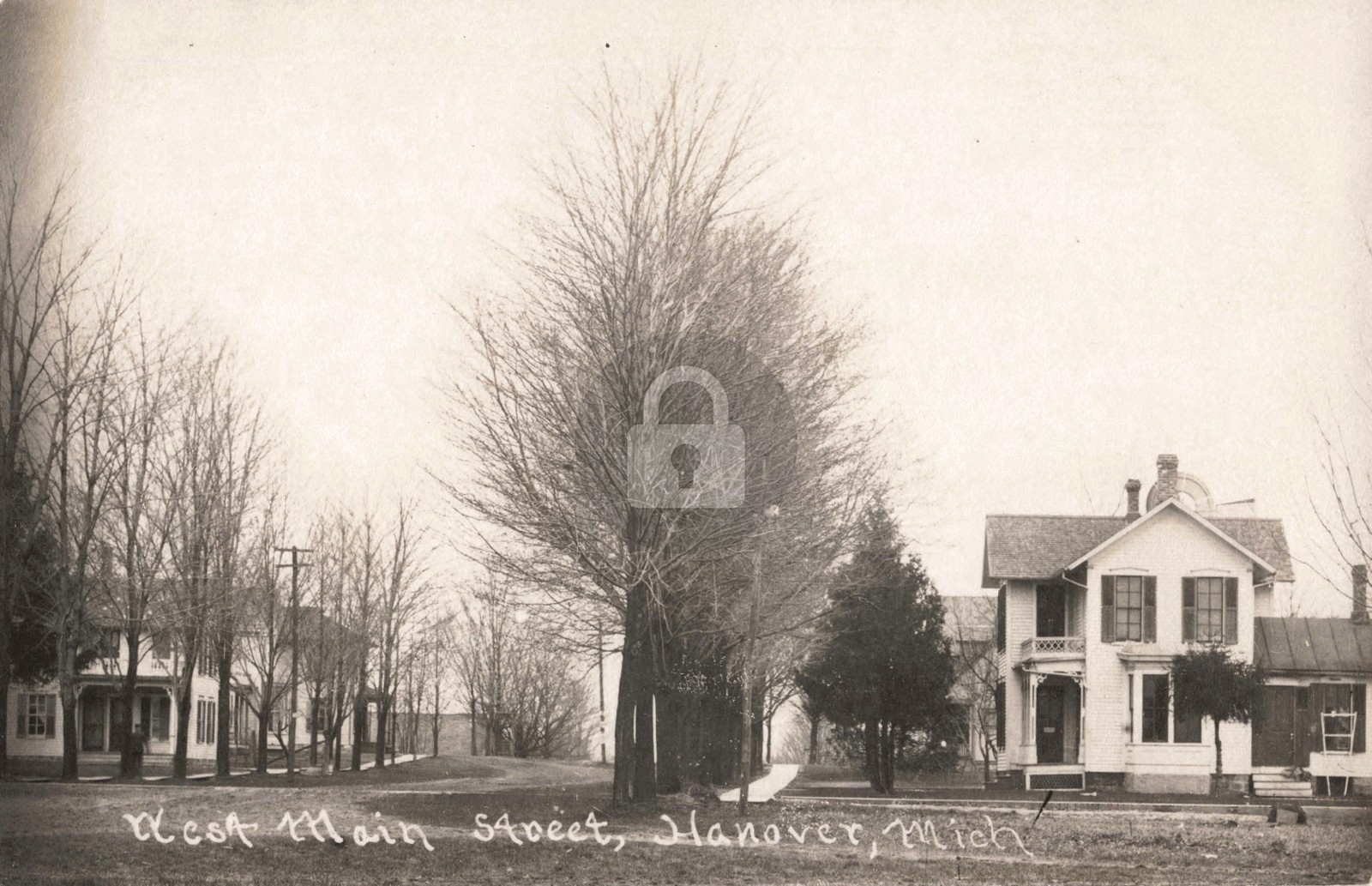 Street View West Main St., Hanover MI Michigan 1910 RPPC Photo Postcard COPY