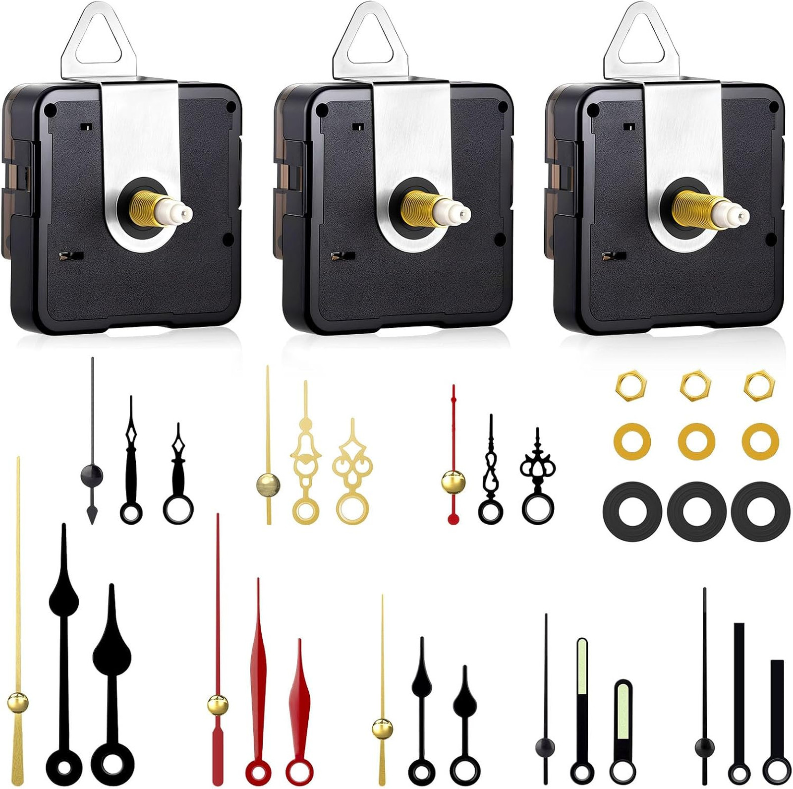 Clock Movement Replacement Kit with Small Hands, Ultra-Quiet Quartz, 3 Sizes Clock Movement Replacement Kit with Small Hands, Ultra-Quiet Quartz, 3 Sizes
