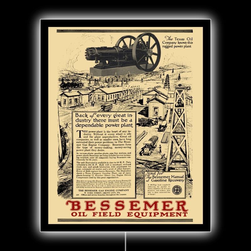 1921 Bessemer Gas & Oilfield Engines NEW LED Hanging Lighted Sign: 18x23\ 1921 Bessemer Gas & Oilfield Engines NEW LED Hanging Lighted Sign: 18x23\