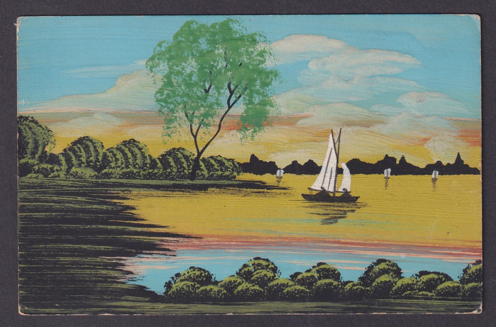 Vinatge postcard GERMANY, Hand drawn postcard, Rural scene