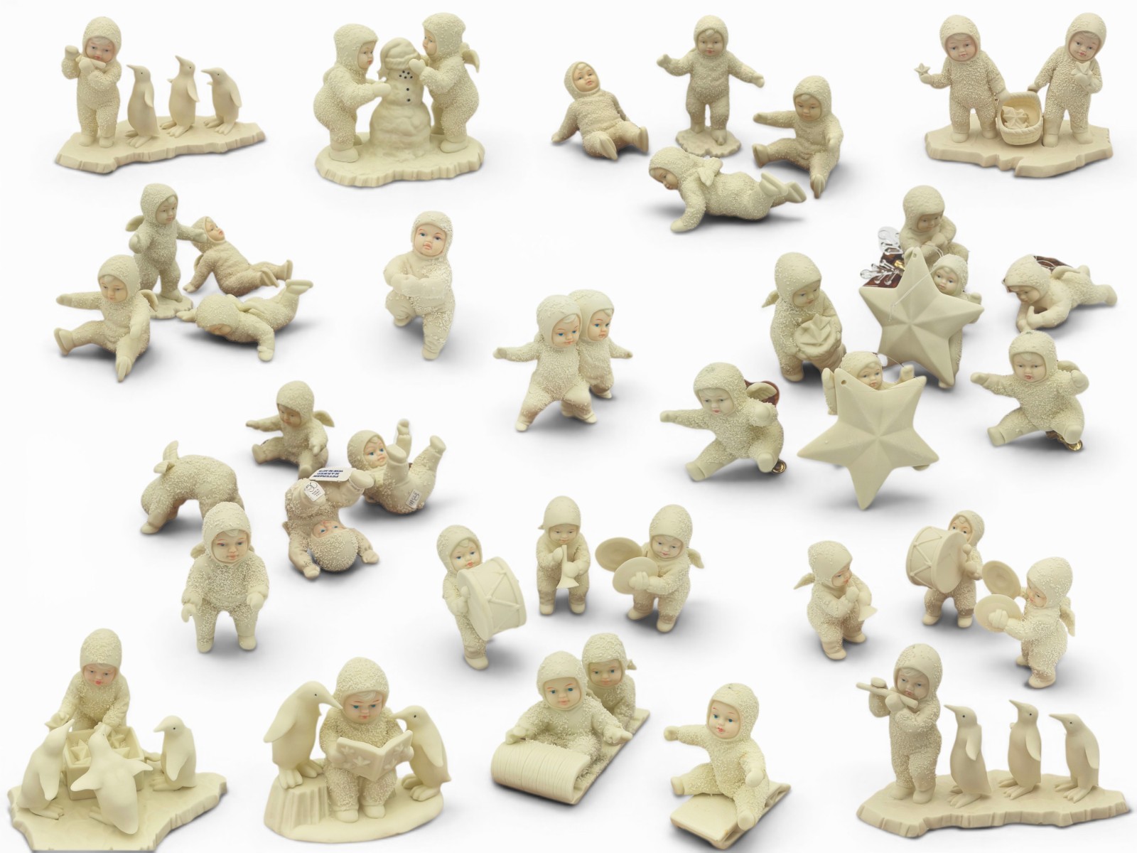 Huge Lot of 36 Snowbabies Dept 56 Figurines Mixed Collection Penguins Stars