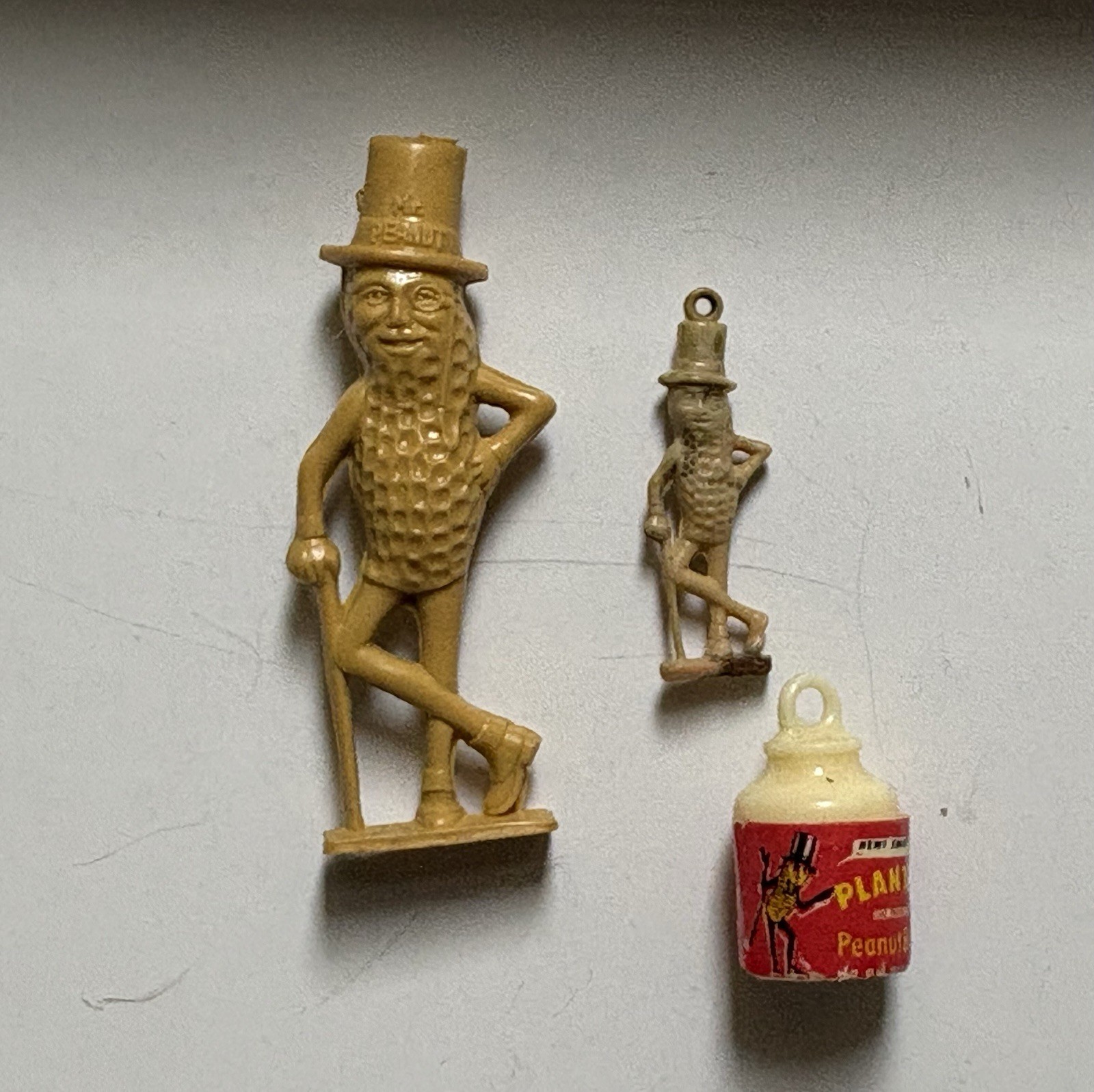 Planters Nuts Mr. Peanut Advertising Figurines & Charm w/ Mini Peanut Container