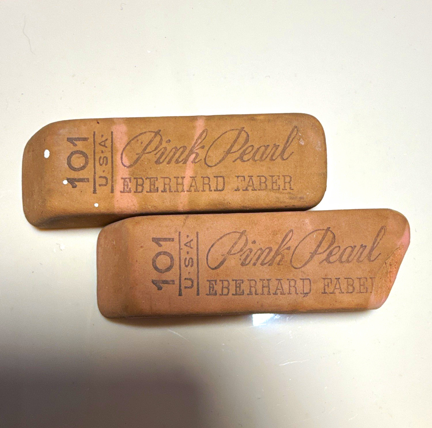 Eberhard Faber Pink Pearl 101 USA Vintage Rubber Pencil Erasers Lot of 2