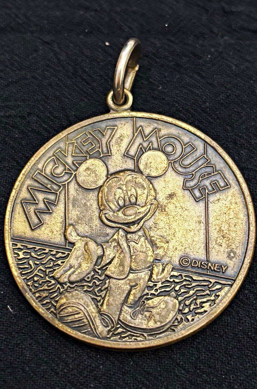 VTG 1980 Disney Mickey Mouse Brass Coin Medallion Pendant Raised Embossed P1 VTG 1980 Disney Mickey Mouse Brass Coin Medallion Pendant Raised Embossed P1
