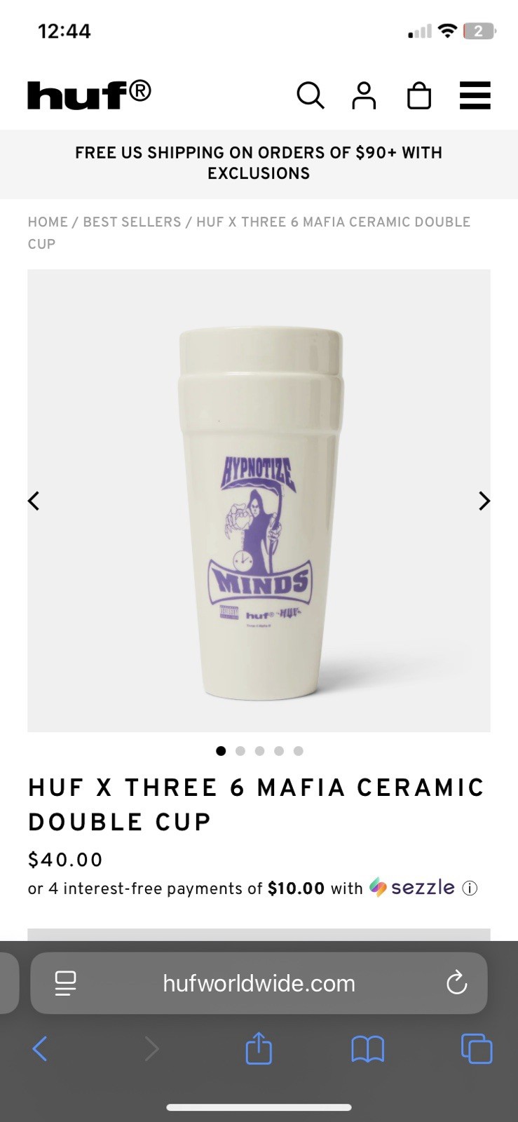Huf x Three 6 Mafia Ceramic Double Cup