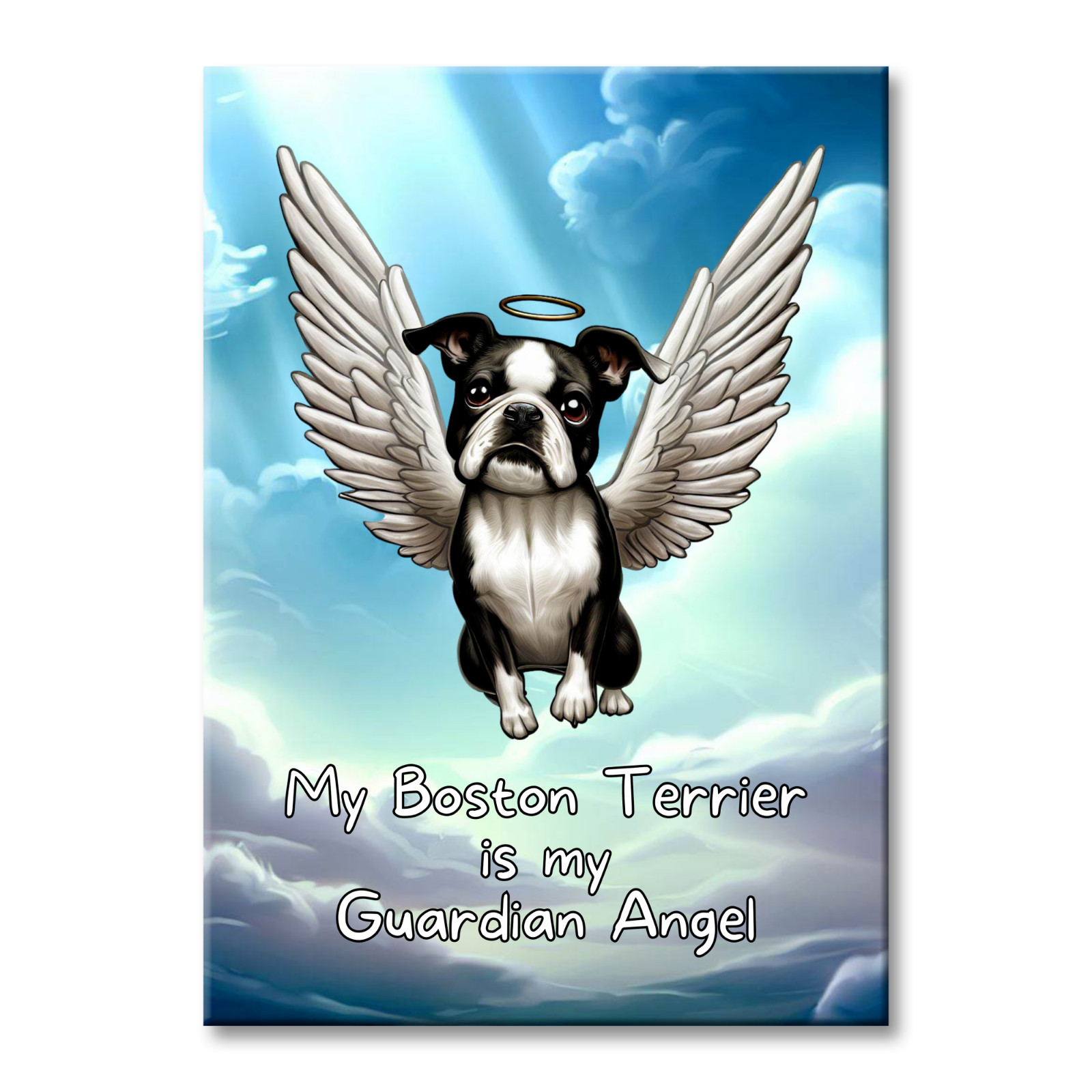 BOSTON TERRIER Guardian Angel FRIDGE MAGNET Steel Case BOSTON TERRIER Guardian Angel FRIDGE MAGNET Steel Case