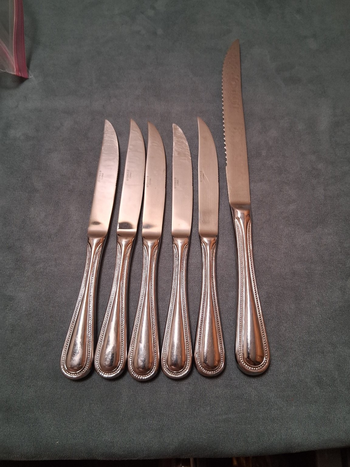 Towle Beaded Antique Stainless Steel Roast & Steak Knives