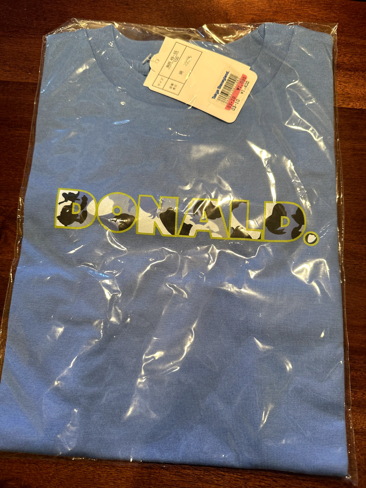 Vintage Tokyo Disney Clothes - DONALD Blue Shirt #1 - Child Size L - NOT OPENED