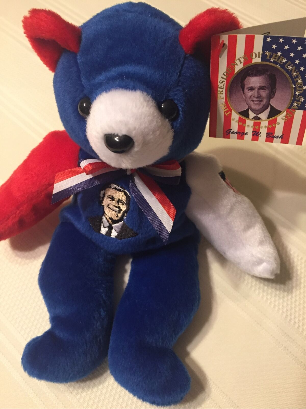 George W Bush Red-White-Blue Beanie Baby Presidential Campaign 2000