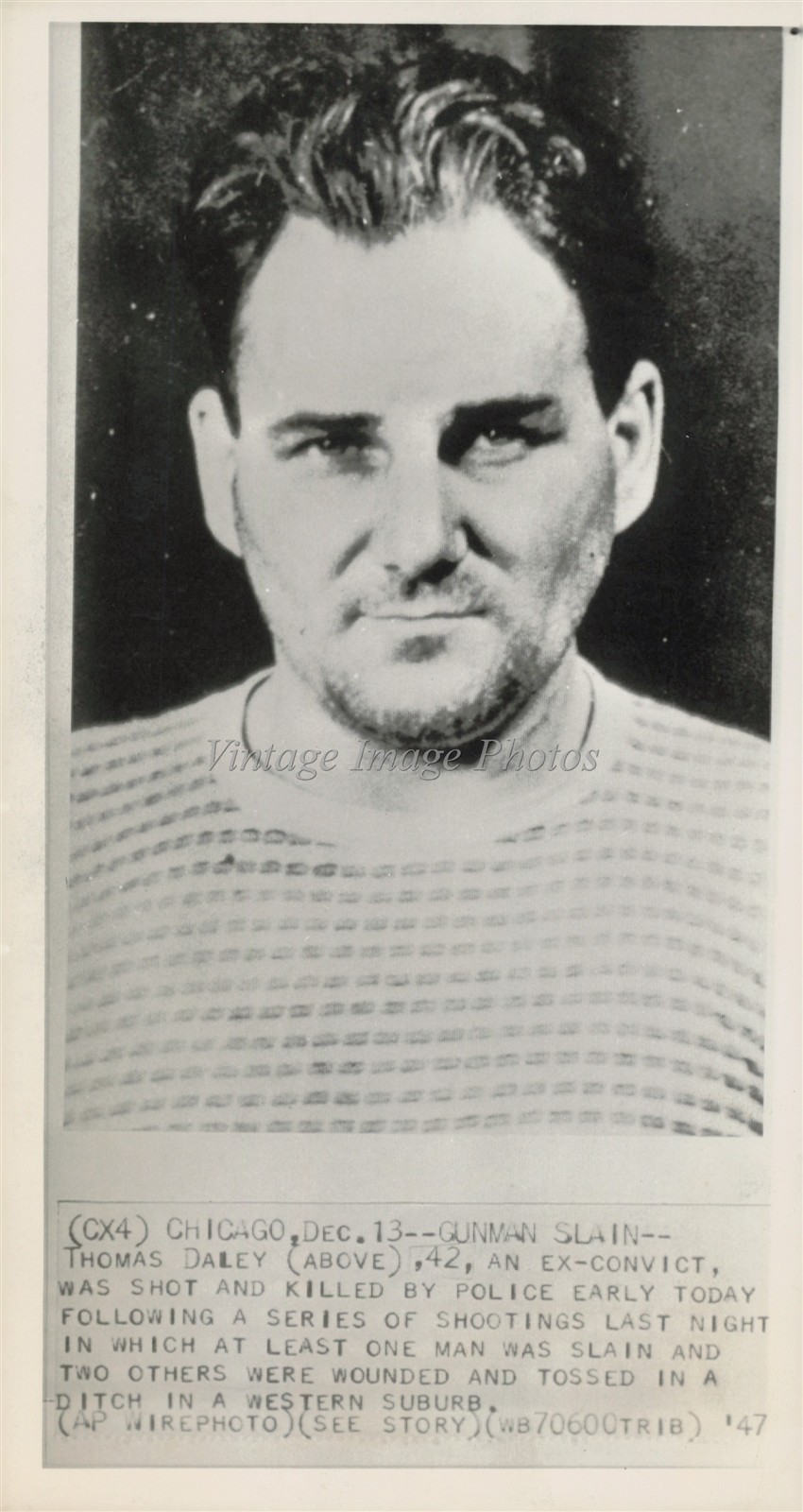 1947 Chicago Thomas Daley Crime Incident Wire Photo 5X7