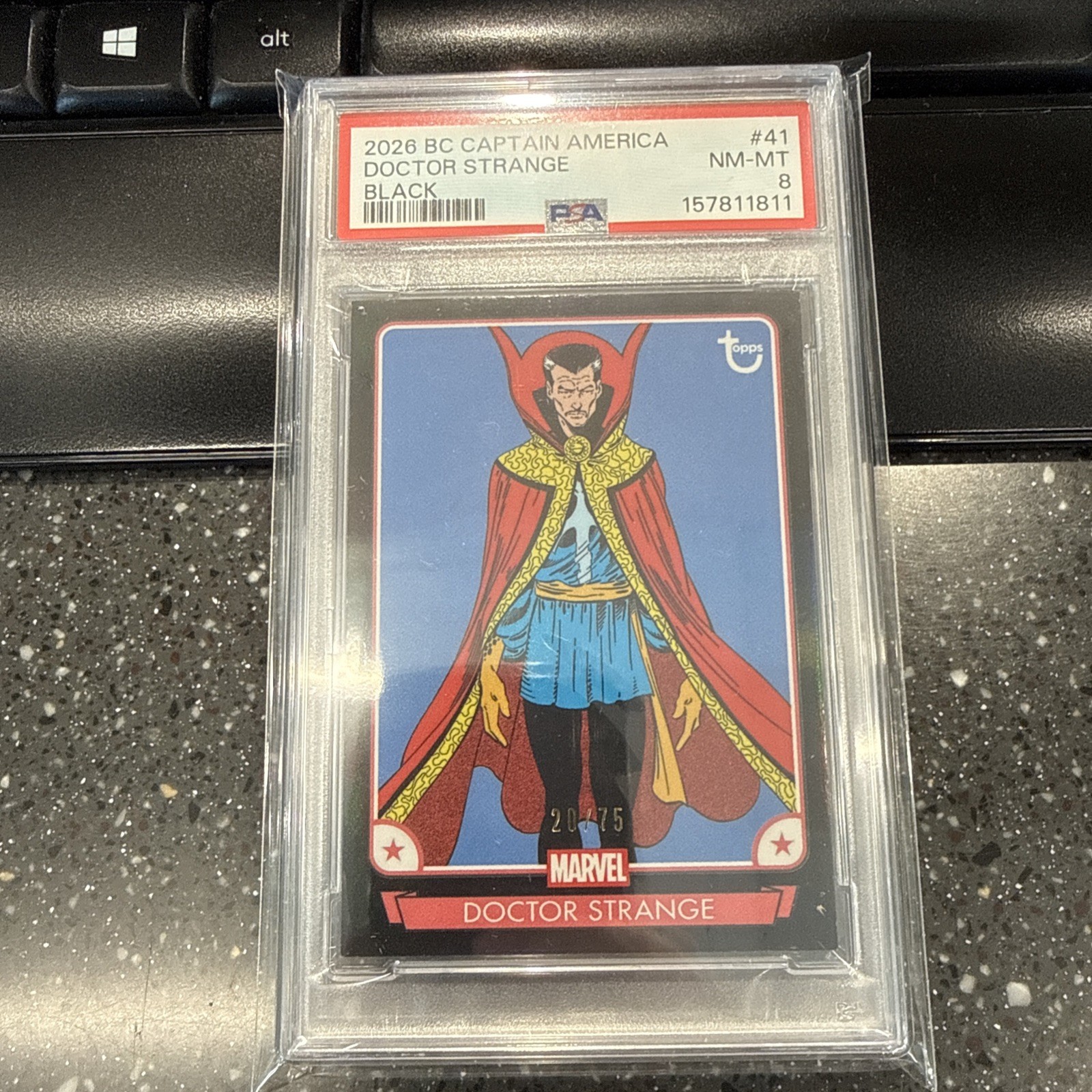 2026 BC Capt America Topps Card Marvel PSA Black Dr Strange 