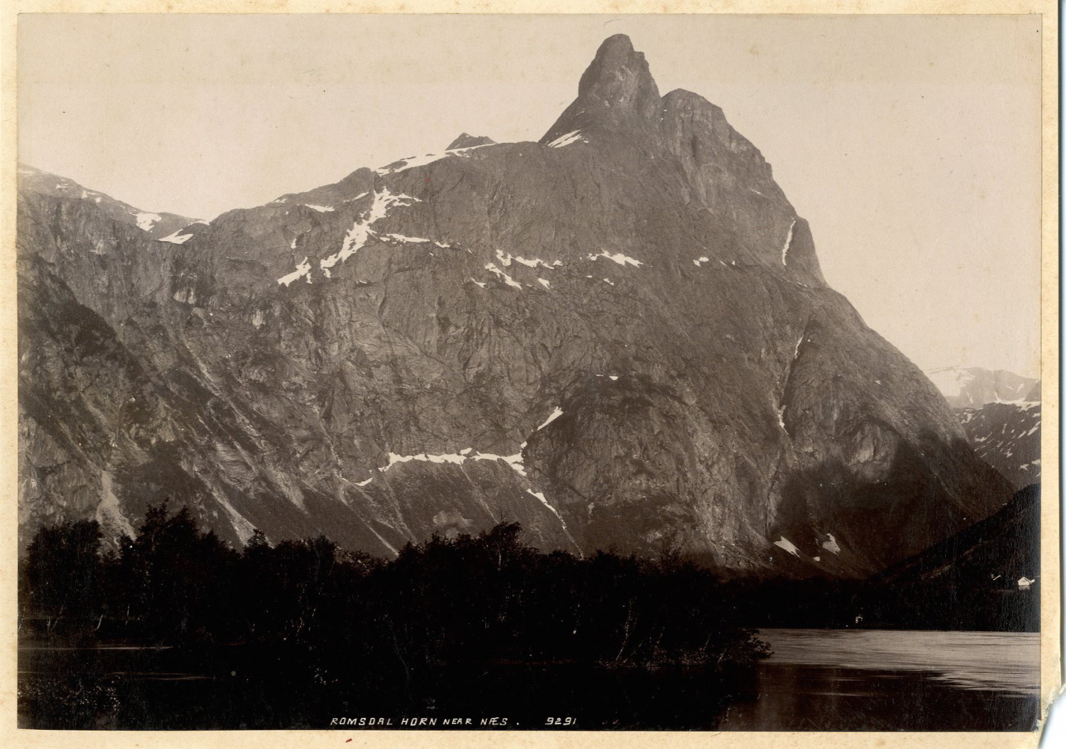 Norway, Romsdal Horn near Naes Vintage Albumen Print.  15x Albumin Print