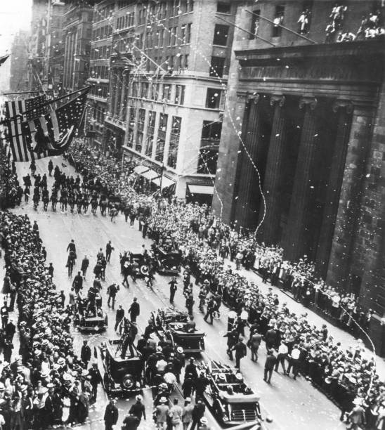 parade in honor of Wiley Post\'s round-the-world flight 1933 OLD PHOTO