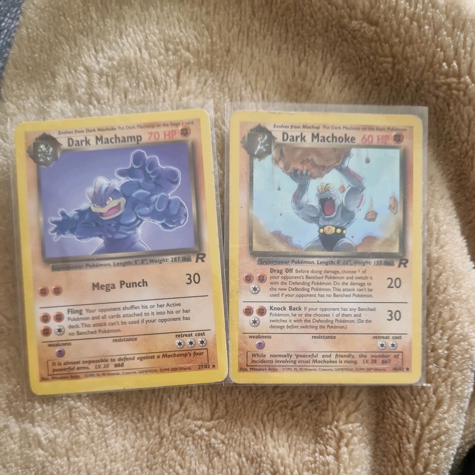 Dark Machamp 27/82 & Dark Machoke 40/82 Team Rocket Pokemon Card 