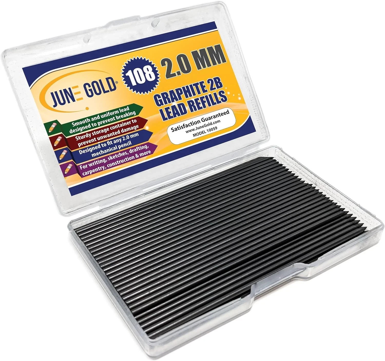 108 Pieces, 2.0 Mm 2B Lead Refills, 90 Mm Length, Extra Bold Thickness, Break Re 108 Pieces, 2.0 Mm 2B Lead Refills, 90 Mm Length, Extra Bold Thickness, Break Re