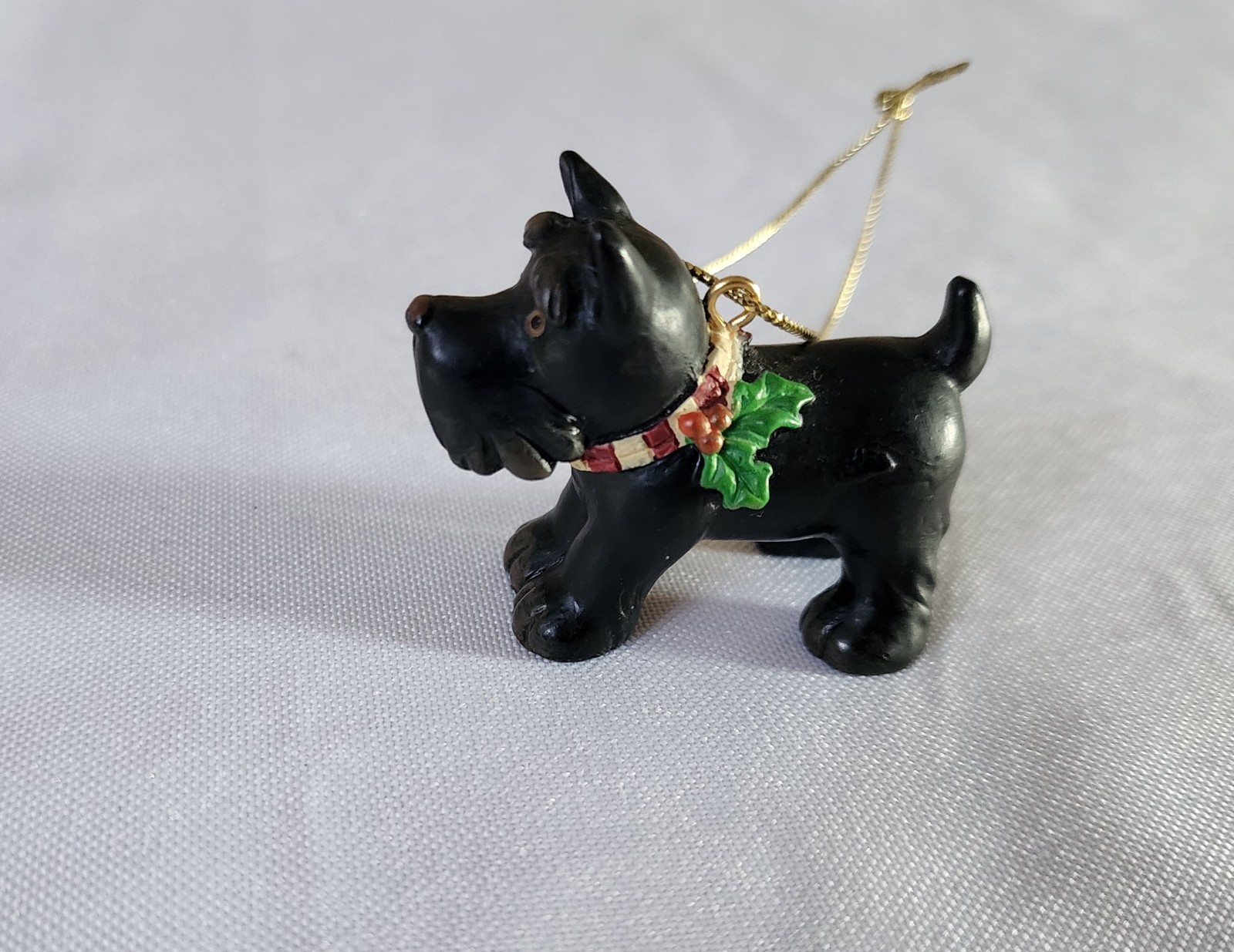Scotty SCOTTIE DOG Porcelain Hand painted Ornament Christmas Decoration VTG RUSS