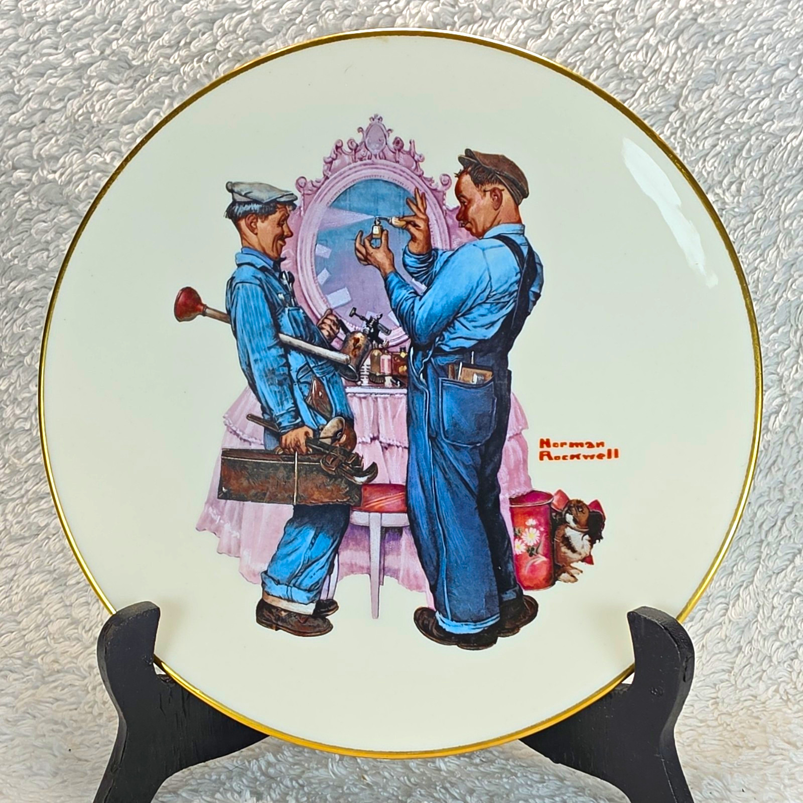 Norman Rockwell Plumbers Gorham Fine China Danbury Mint Collector Plate COA