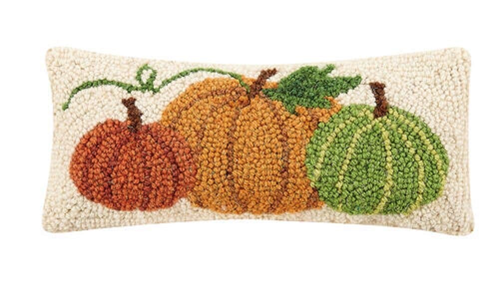 Peking Handicraft Pumpkins Hook Pillow 12in Wool Cotton, Orange Peking Handicraft Pumpkins Hook Pillow 12in Wool Cotton, Orange
