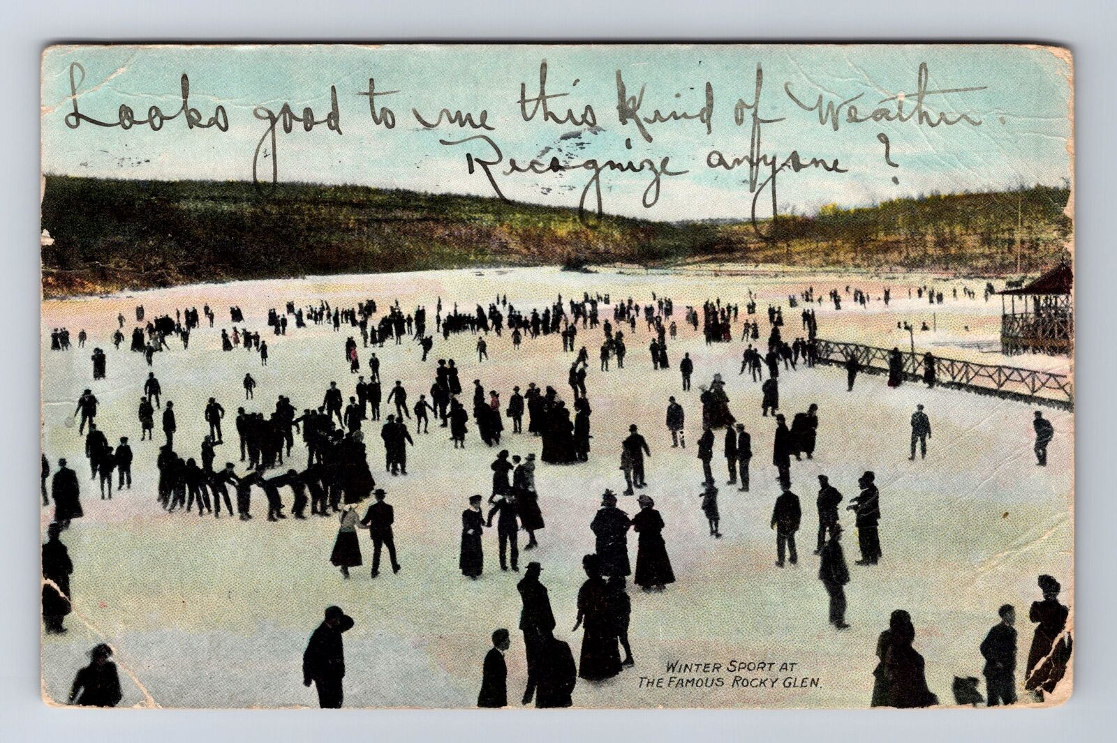 Moosic PA-Pennsylvania, Old Rocky Glen Park Ice Skating, Vintage c1910 Postcard