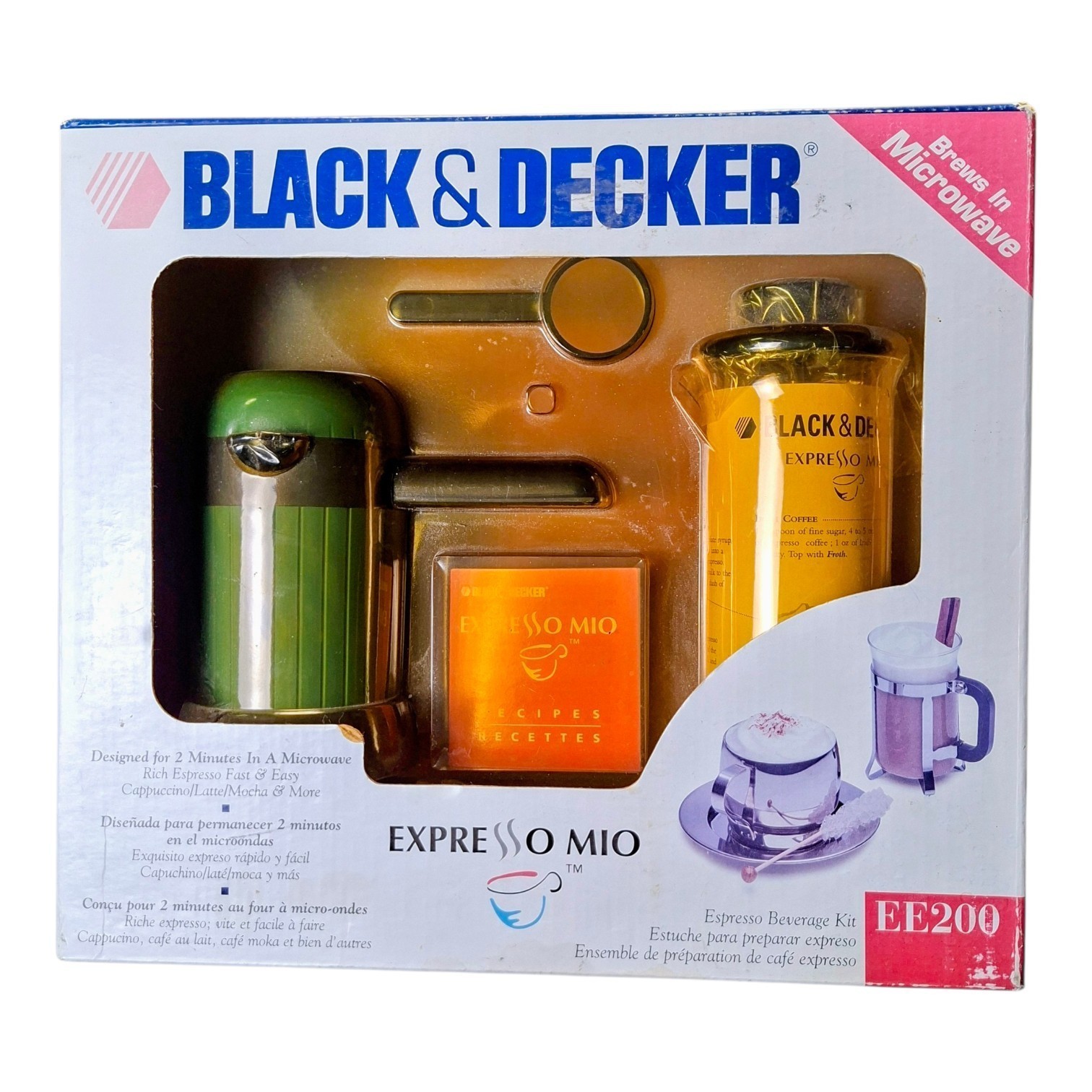 Vintage 1998 Black & Decker EE200 Expresso Mio Microwave Espresso Coffee Kit NIB