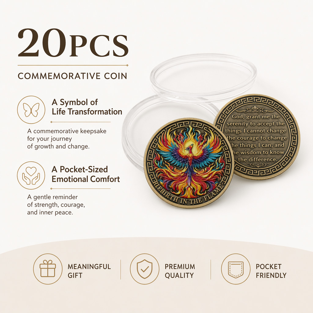 20Pcs Phoenix Rebirth Challenge Coin Serenity Prayer Metal Commemorative Coin 20Pcs Phoenix Rebirth Challenge Coin Serenity Prayer Metal Commemorative Coin