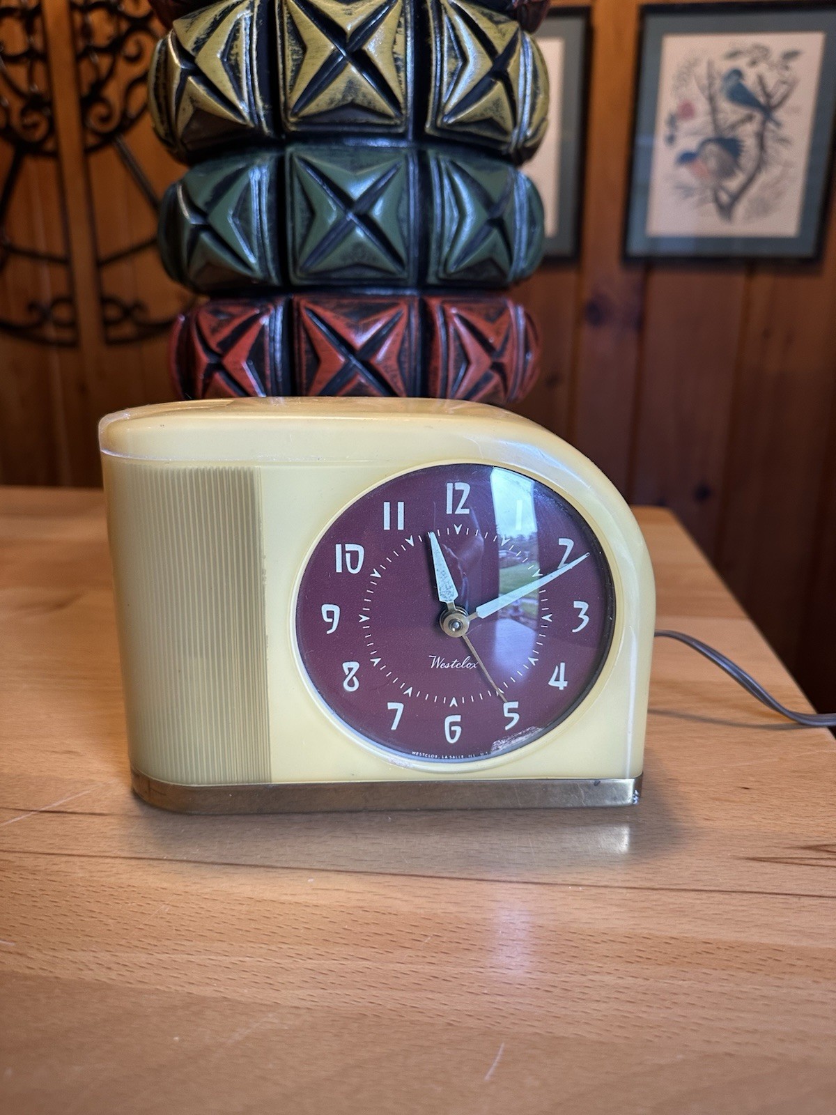 Vintage Westclox Moonbeam S5-J Alarm Clock Butterscotch MCM 1950s Works