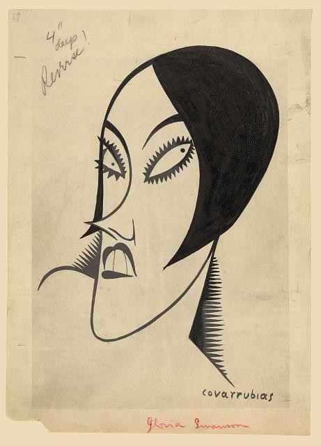 Photo:Gloria Swanson Caricature by Covarrubias 1925 Silent Film Star