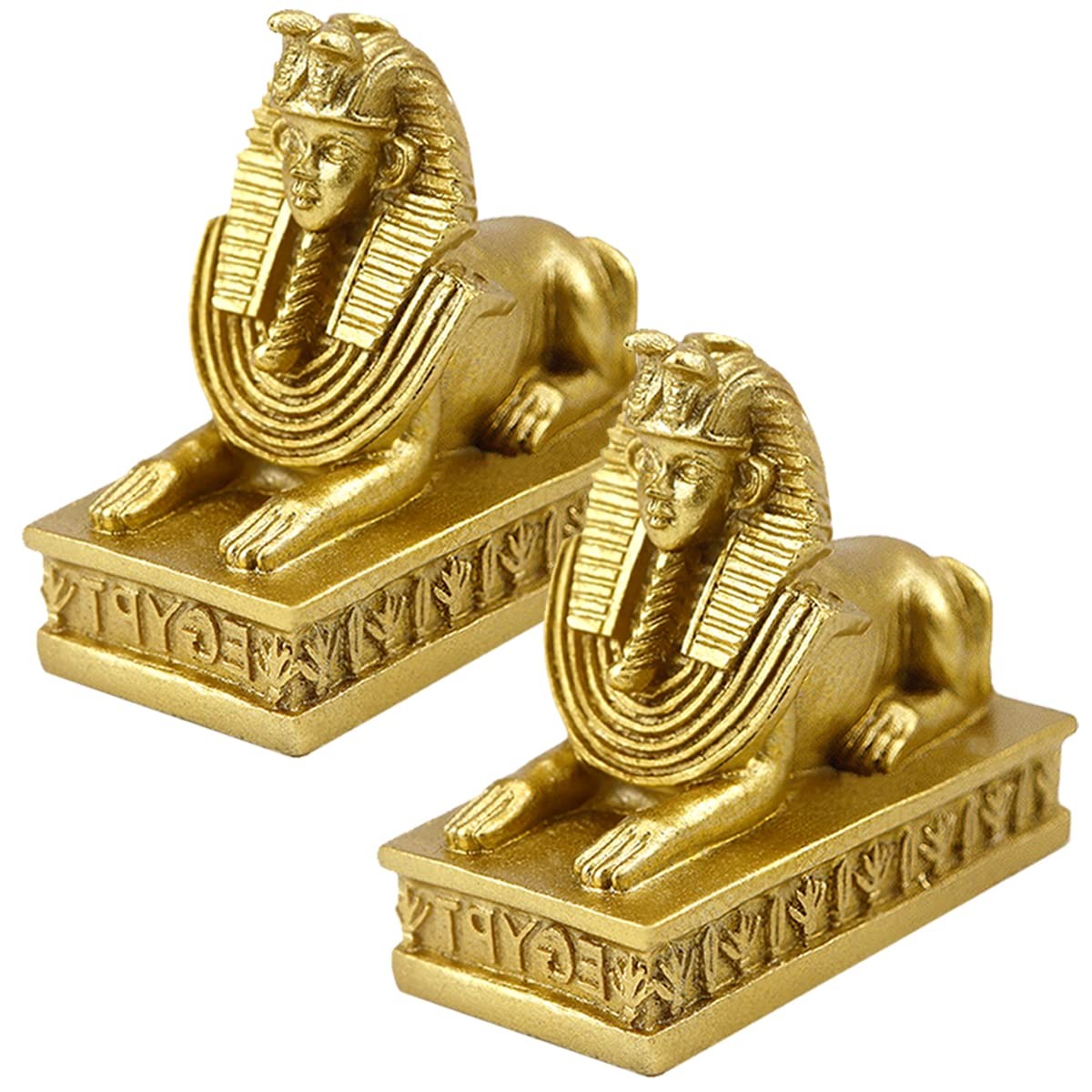 2pcs Sphinx Figurine Resin Craft Egyptian Mythology Pharaoh Statue Vintage Antiq