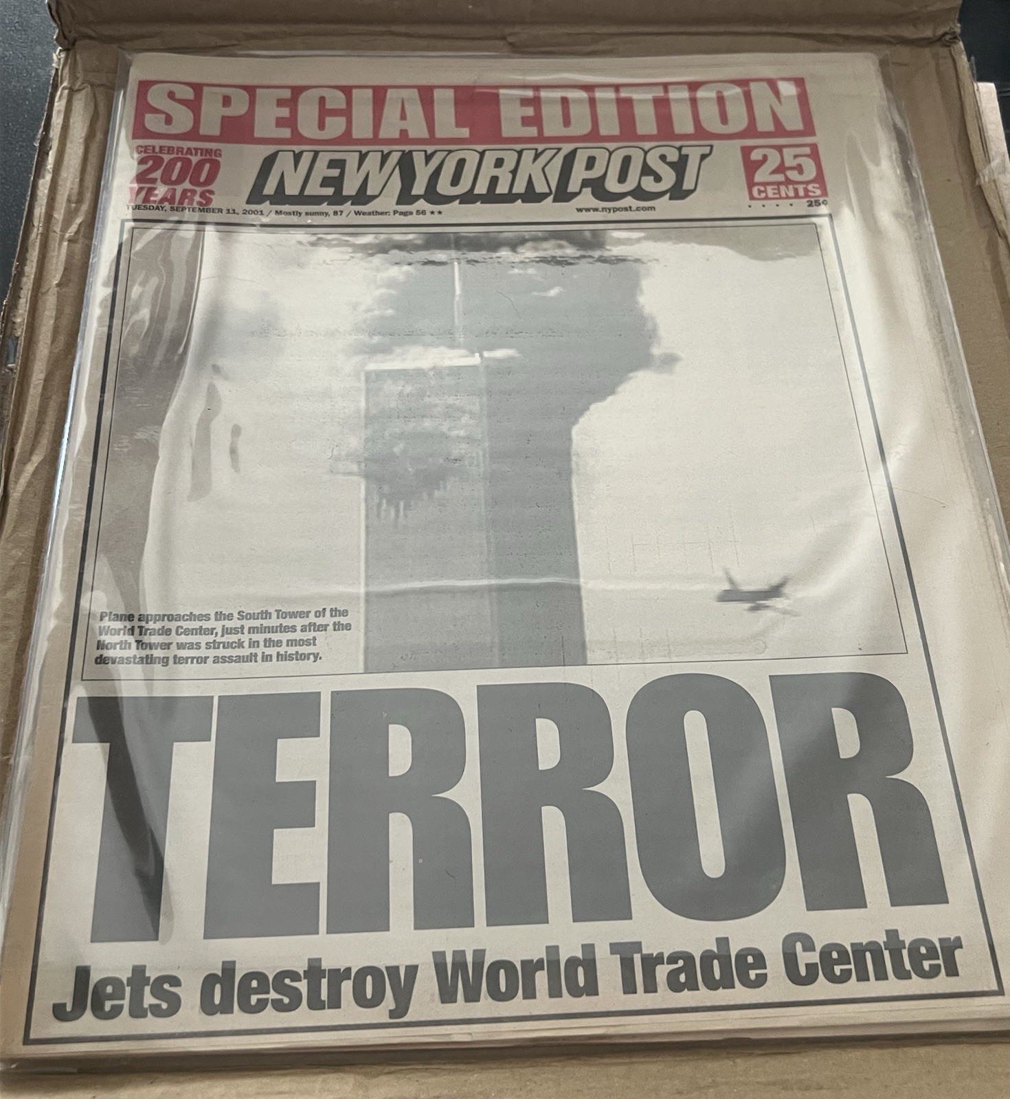 RARE  Original  NEW YORK POST   SEPTEMBER 11 2001   SPECIAL EDITION   9-11  WTC