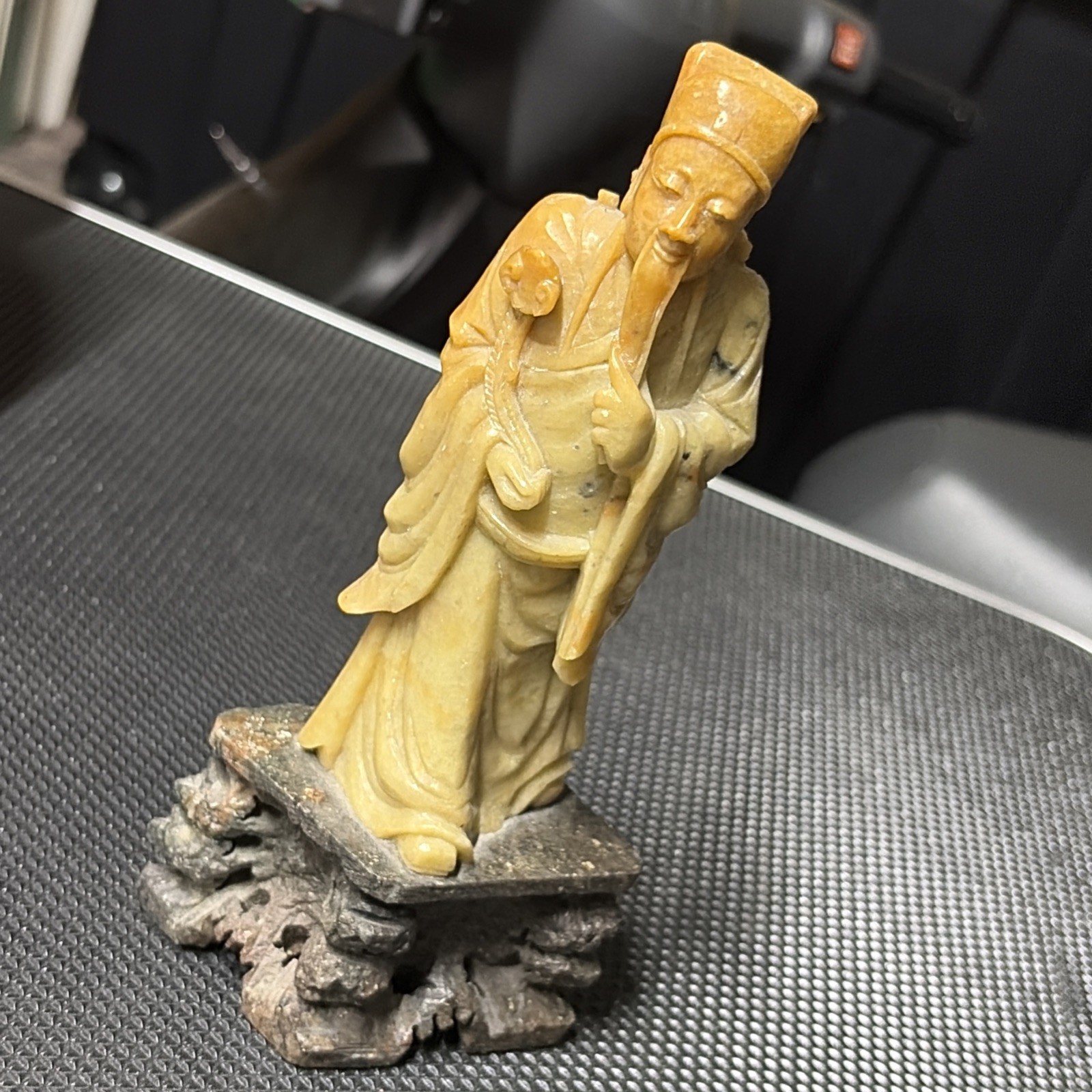 Antique Chinese Carved Soapstone Figure of Immortal - Hand Carved Vintage Statue