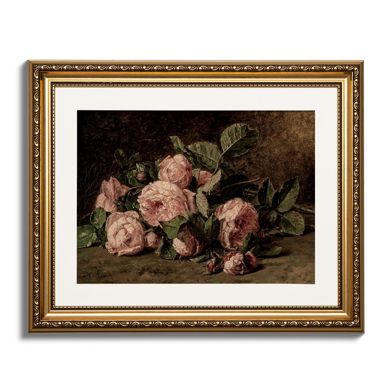 Arpeotcy Vintage Gold Framed Wall Art Retro Still Life Pink Roses Canvas Prints Arpeotcy Vintage Gold Framed Wall Art Retro Still Life Pink Roses Canvas Prints