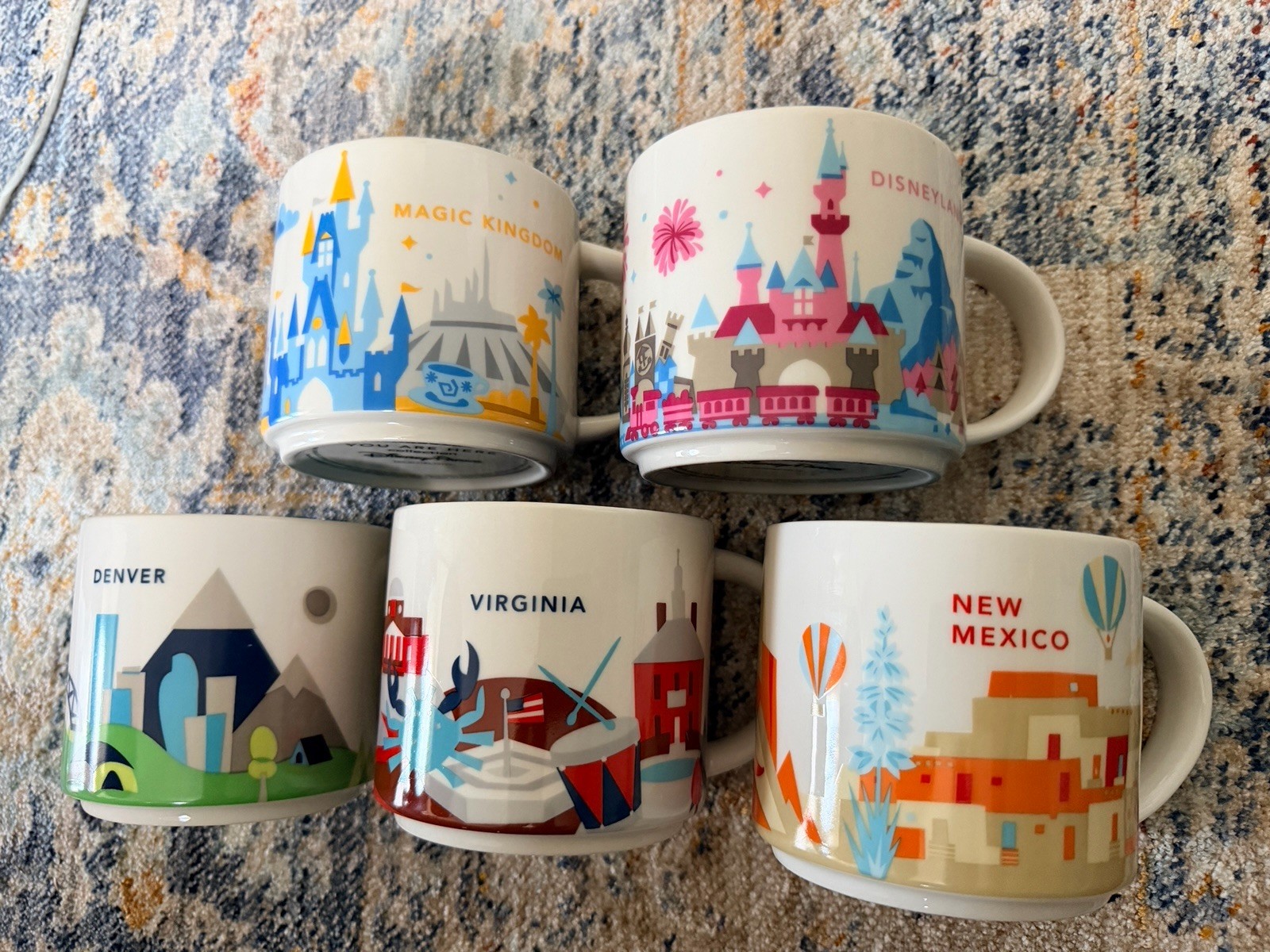 5x STARBUCKS YOU ARE HERE SERIES MUG (VA, NM, Denver, Disneyland, Magic Kingdom)