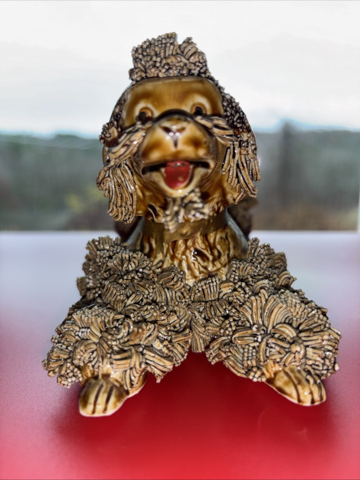 Vintage Japanese Spaghetti  Brown Poodle At Play.