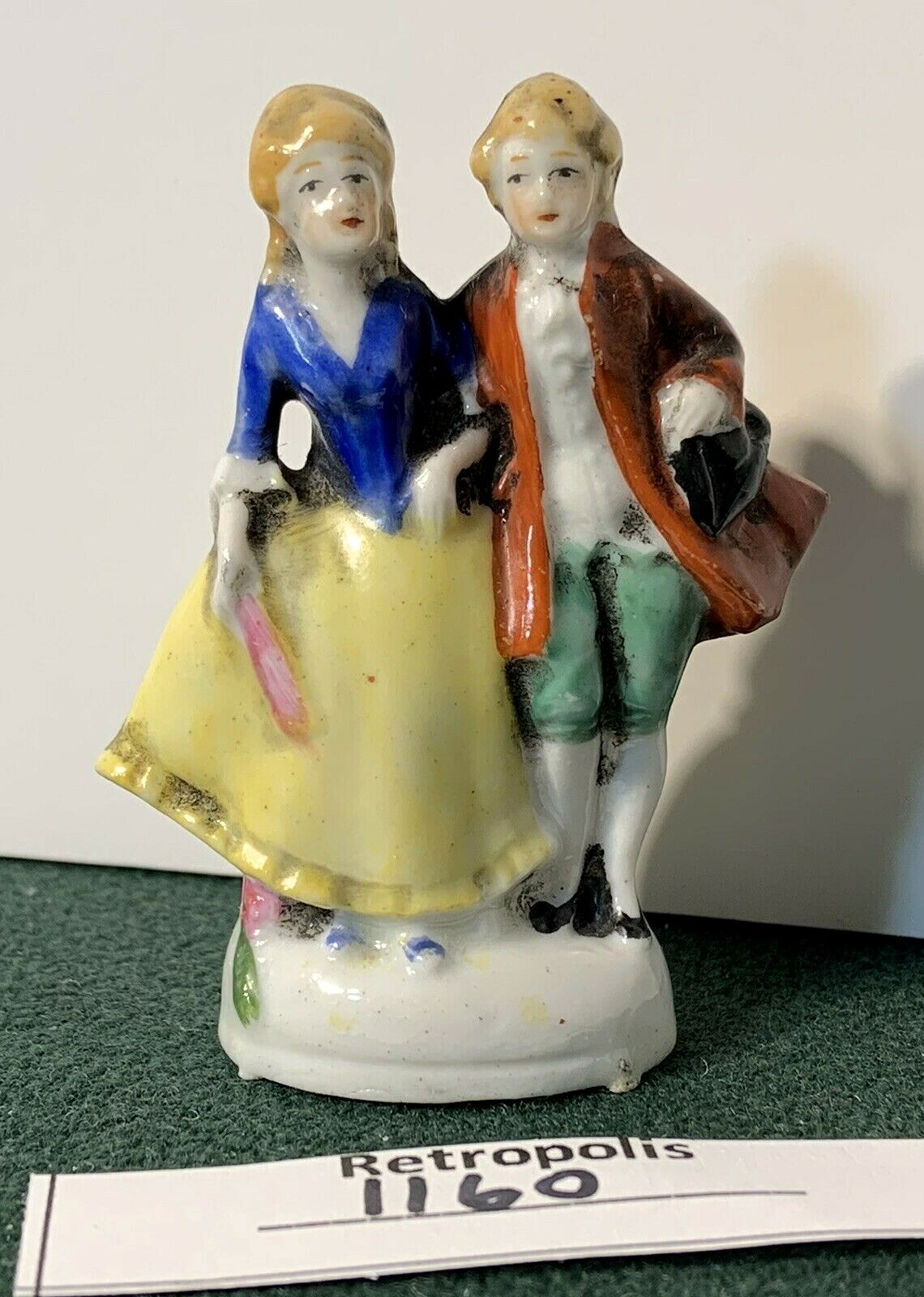 Porcelain Colonial Couple Figurine Man Red Jacket Germany Vintage Porcelain Colonial Couple Figurine Man Red Jacket Germany Vintage