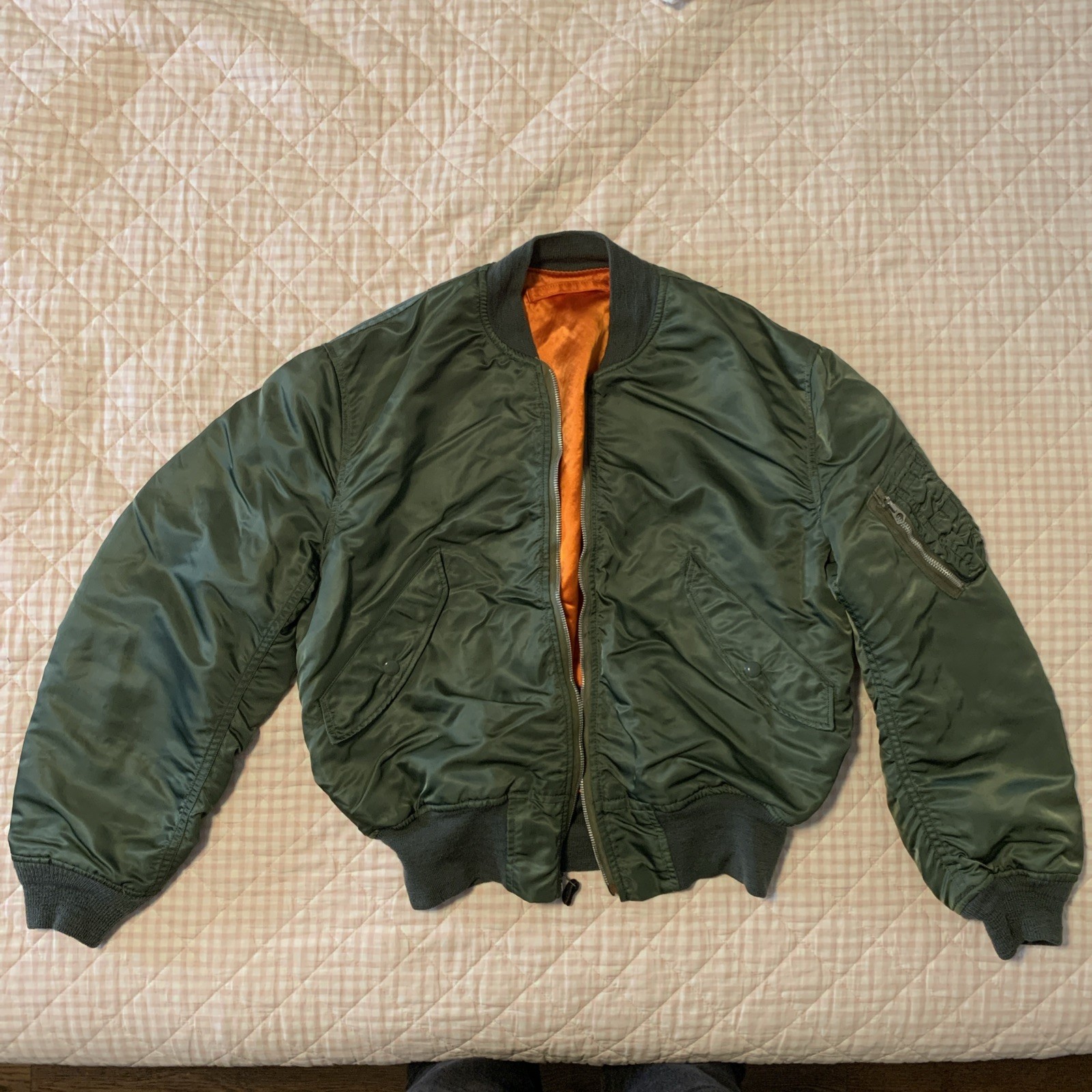 Vtg 1974 Vietnam era Alpha USAF L-2B Flying Jacket Mens L Large Light Zone