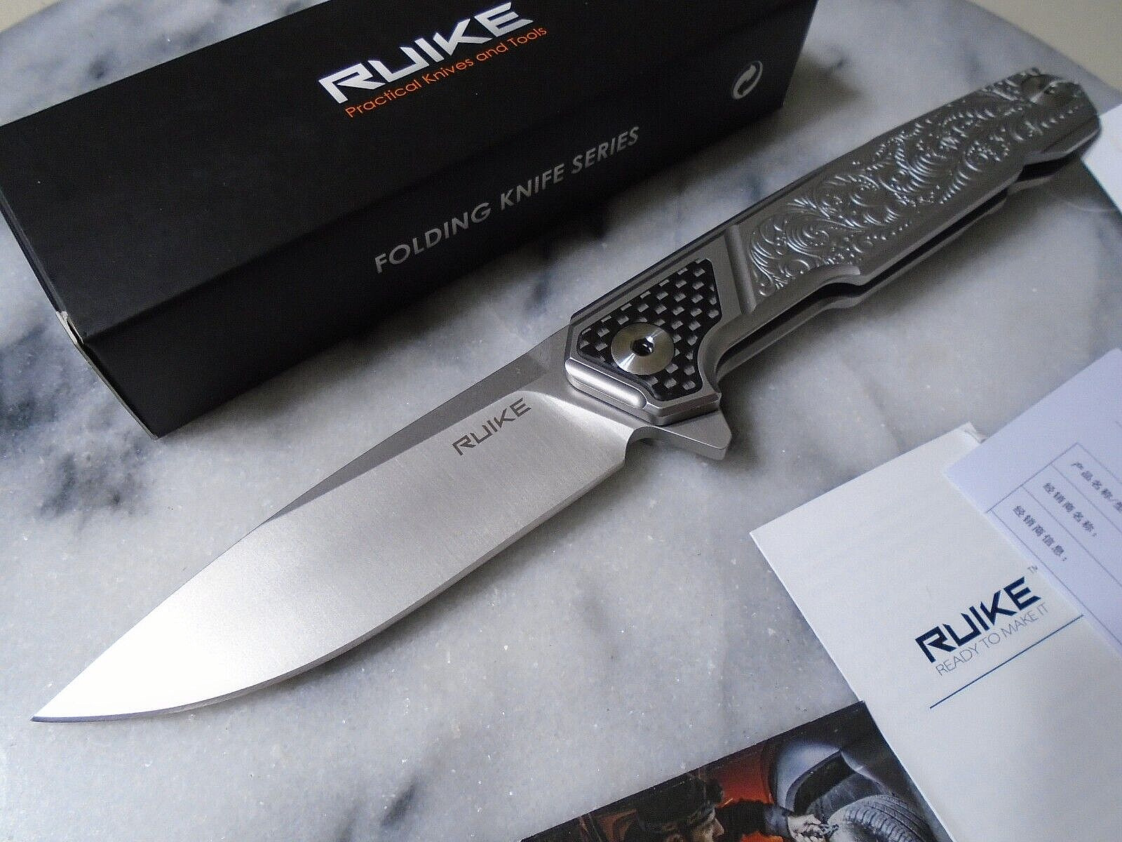 Ruike Ball Bearing Pivot Fancy Tactical Pocket Knife P875-SZ 14C28N Carbon Fiber