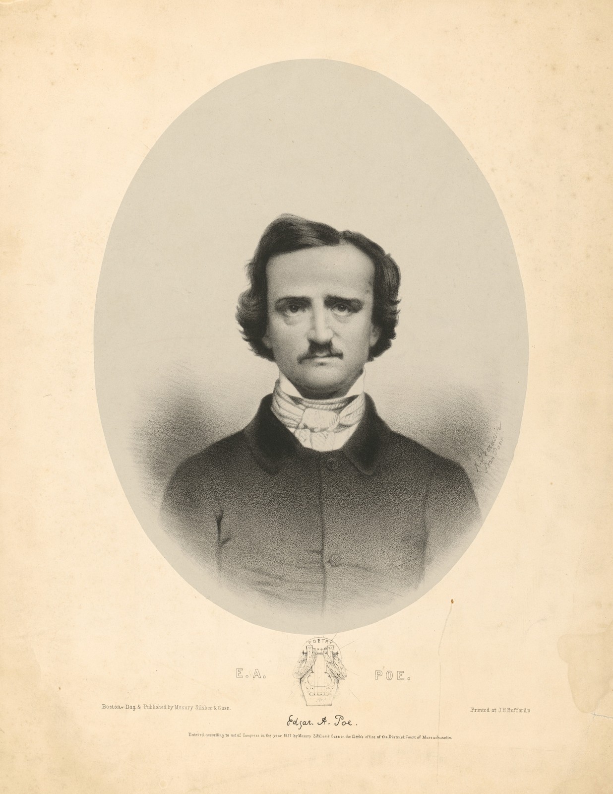 Edgar Allan Poe Vintage Literary Portrait Photo Reprint Wall Art
