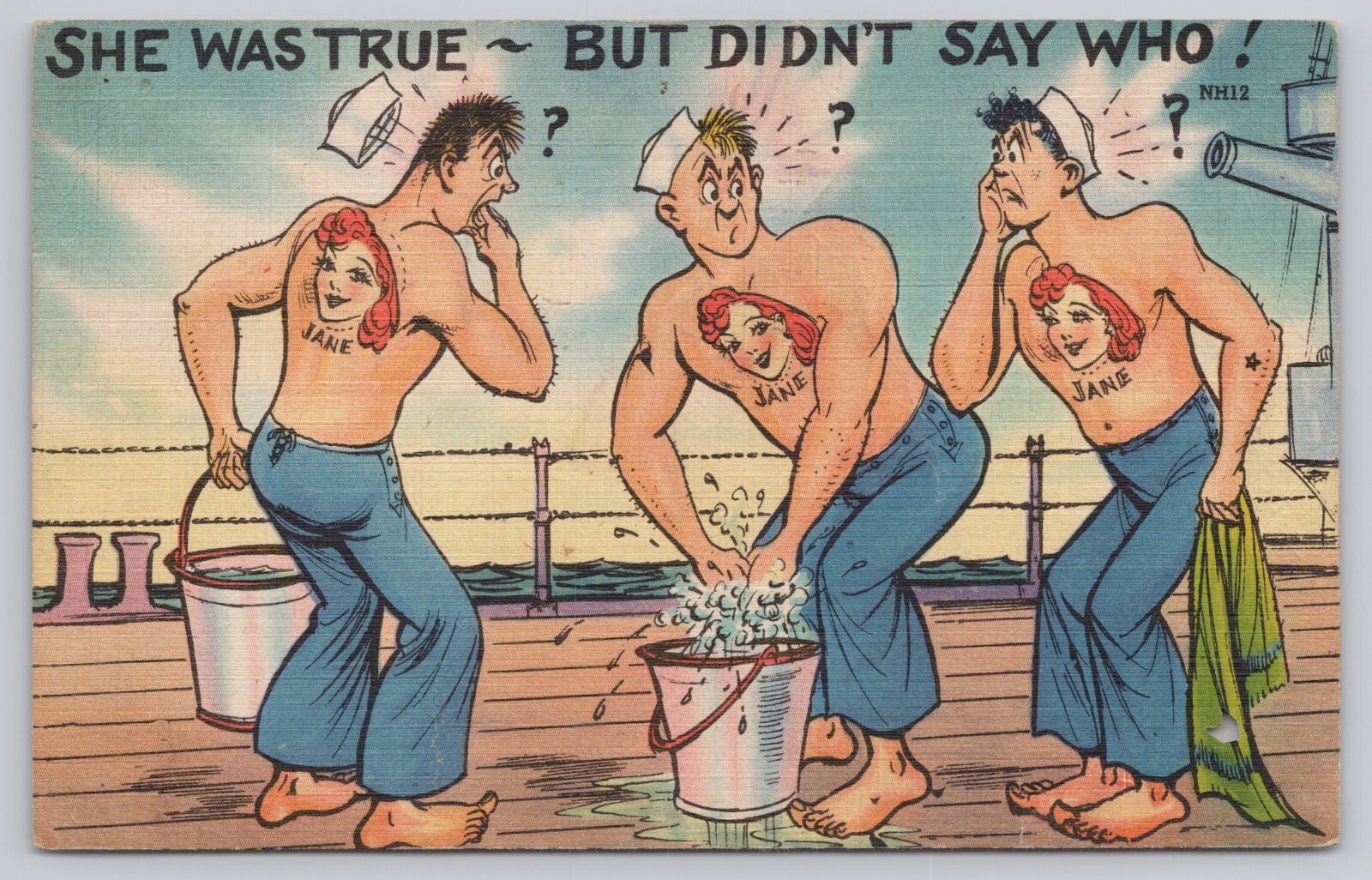 Vtg/Atq Post Card Navy Humor Cartoon c1945 L436 Vtg/Atq Post Card Navy Humor Cartoon c1945 L436