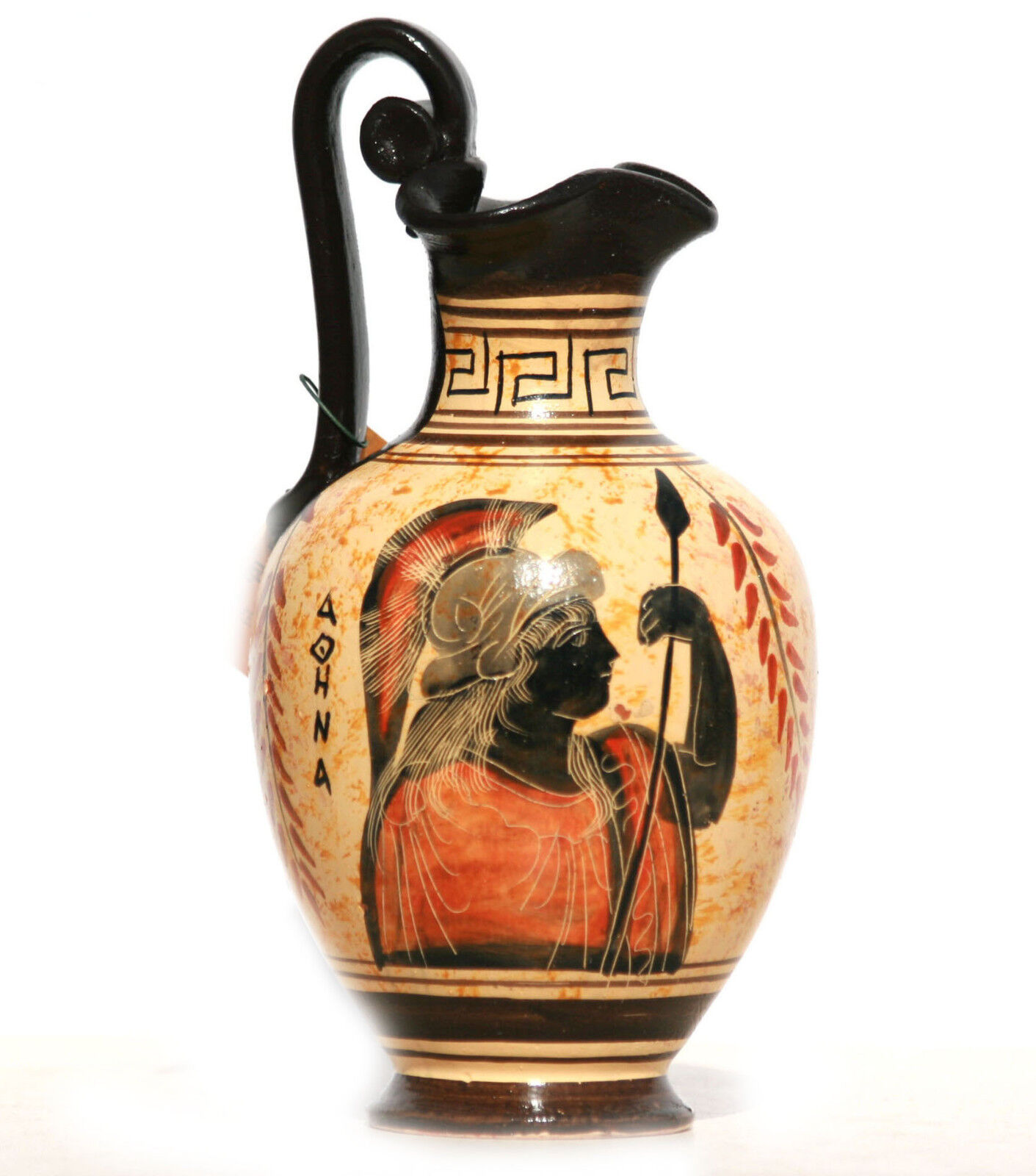 Ceramic Vase Pot Pottery Greek black-figure Painting Goddess Athena Handmade