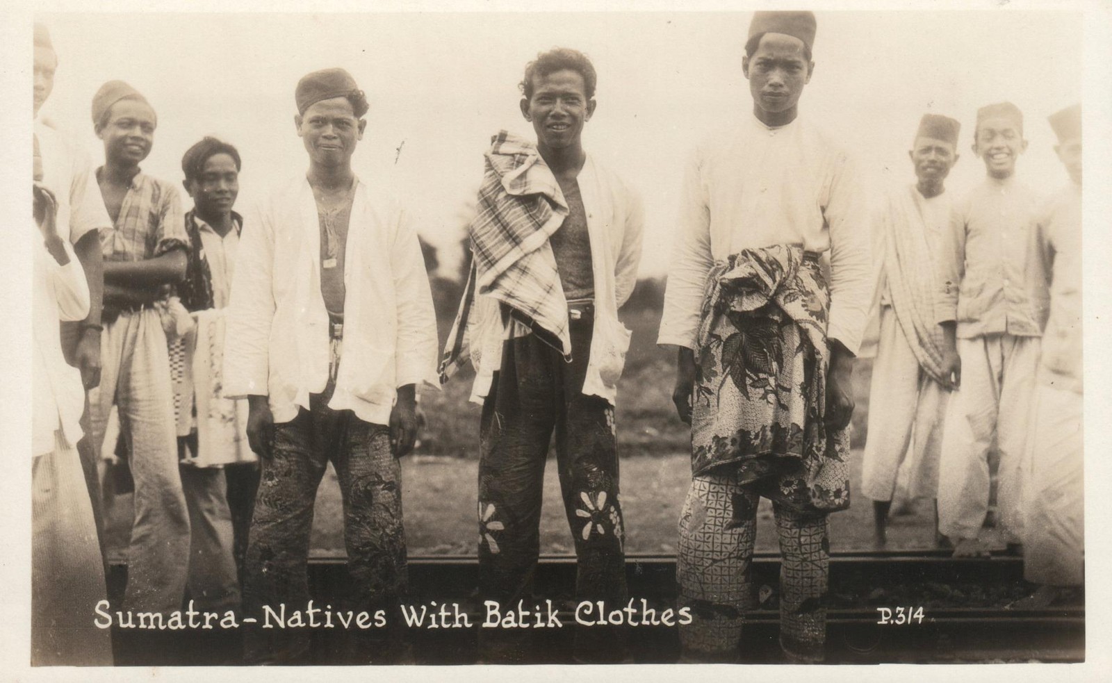 Real Photo Sumatra Natives with Batik Clothes POSTCARD RPPC Sumatran Men