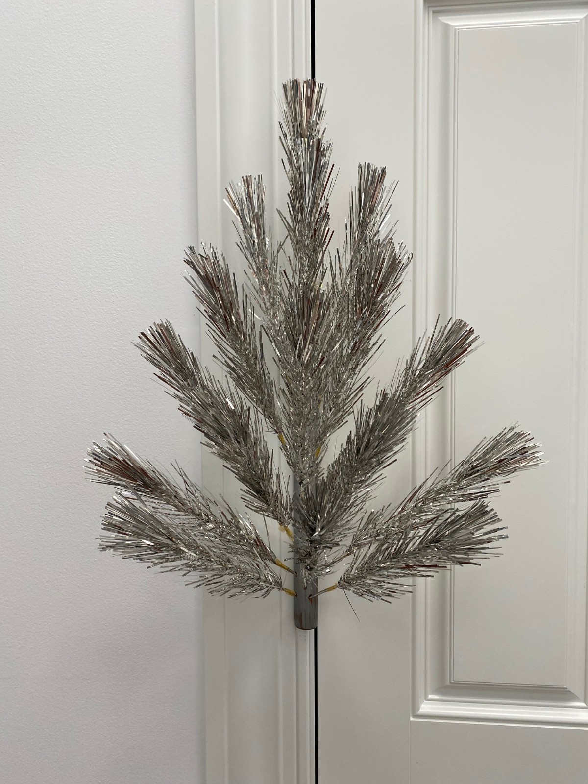 (1) Beautiful 2' Vintage Shiny Silver Christmas Wall Tree #7