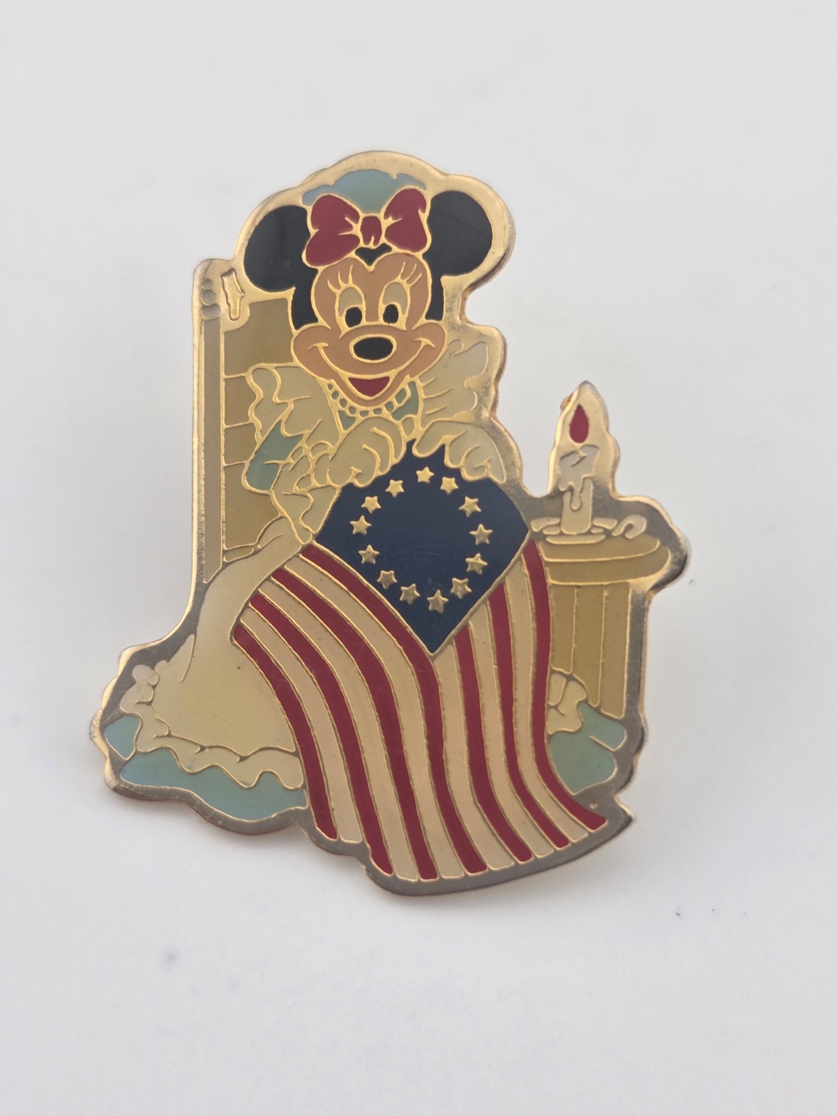 Vintage 1989 Disney Minnie Mouse Kodak Betsy Ross Patriotic American Flag Pin