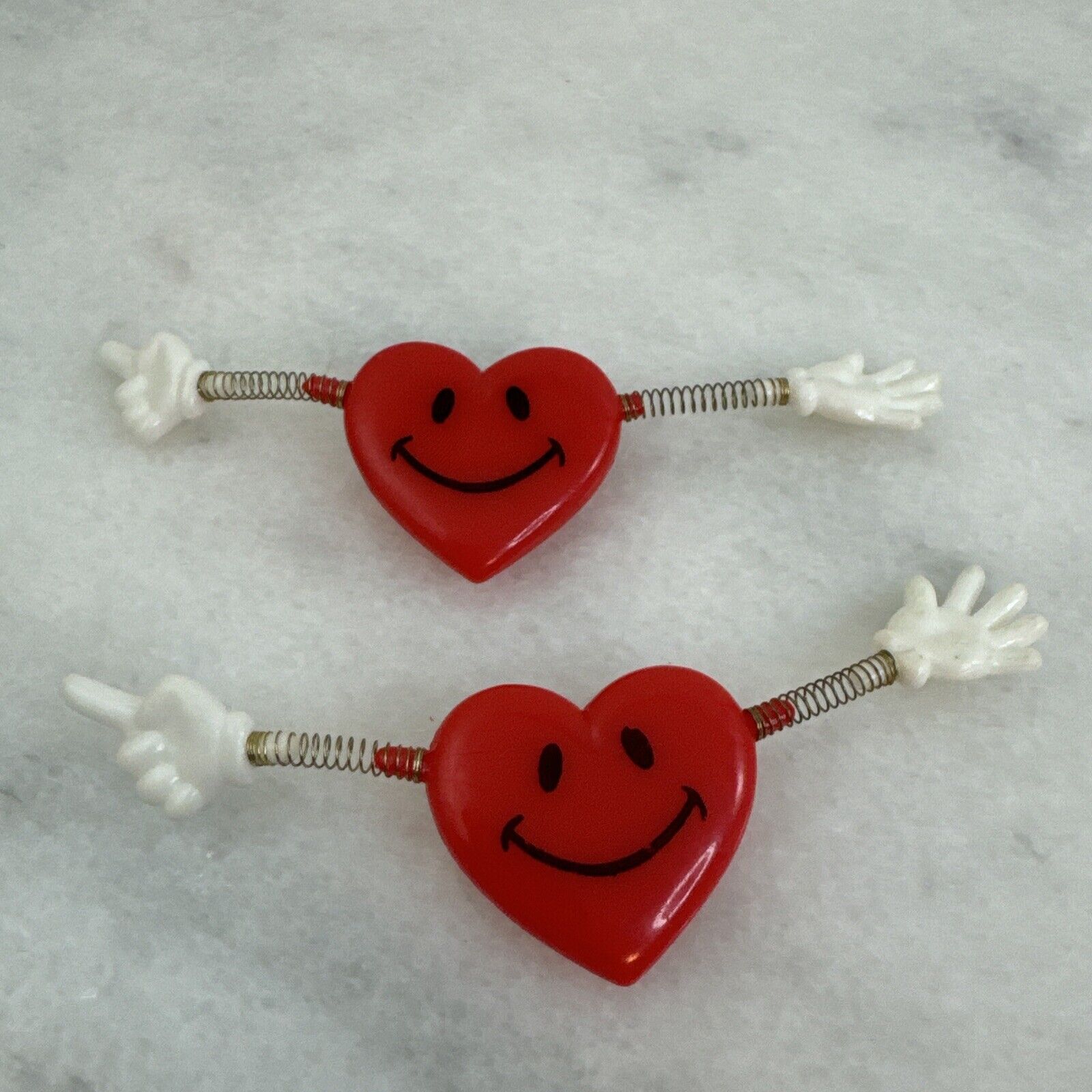 2 PIN Valentines Vintage HEART MAN Spring Hands HAPPY FACE Holiday Brooch