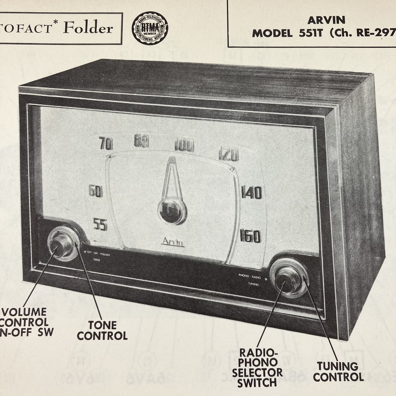 1951 Arvin Radio Model 551T Service Wire Schematic Repair Manual