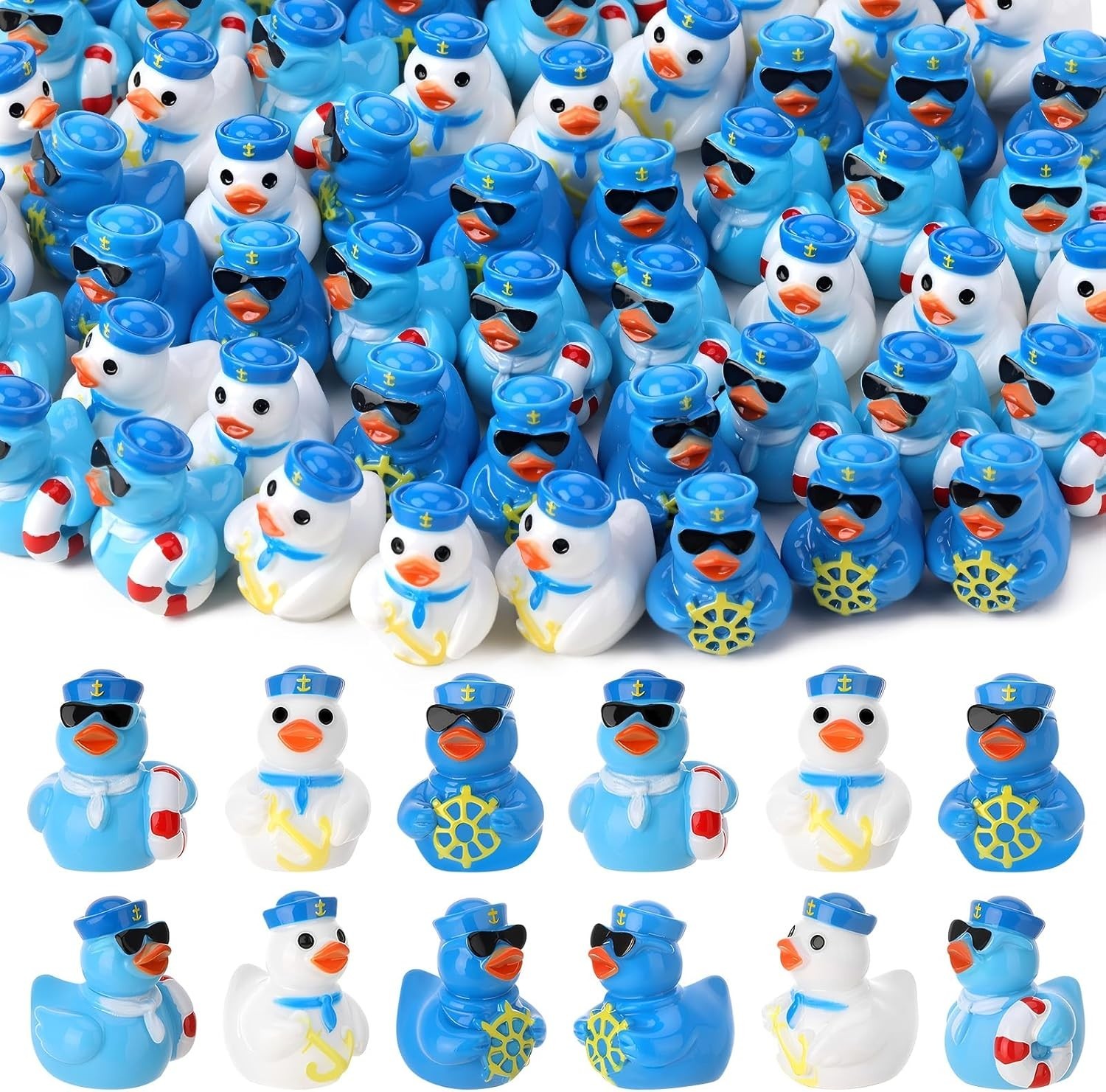 60pcs Mini Resin Sailor Cruise Ducks, Tiny Cruise Ducks for Hiding, Miniature Sa