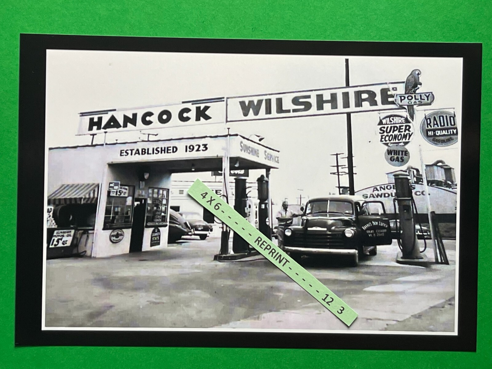 Found PHOTO of an Old HANCOCK Oil Gas Station with Old Car & Truck
