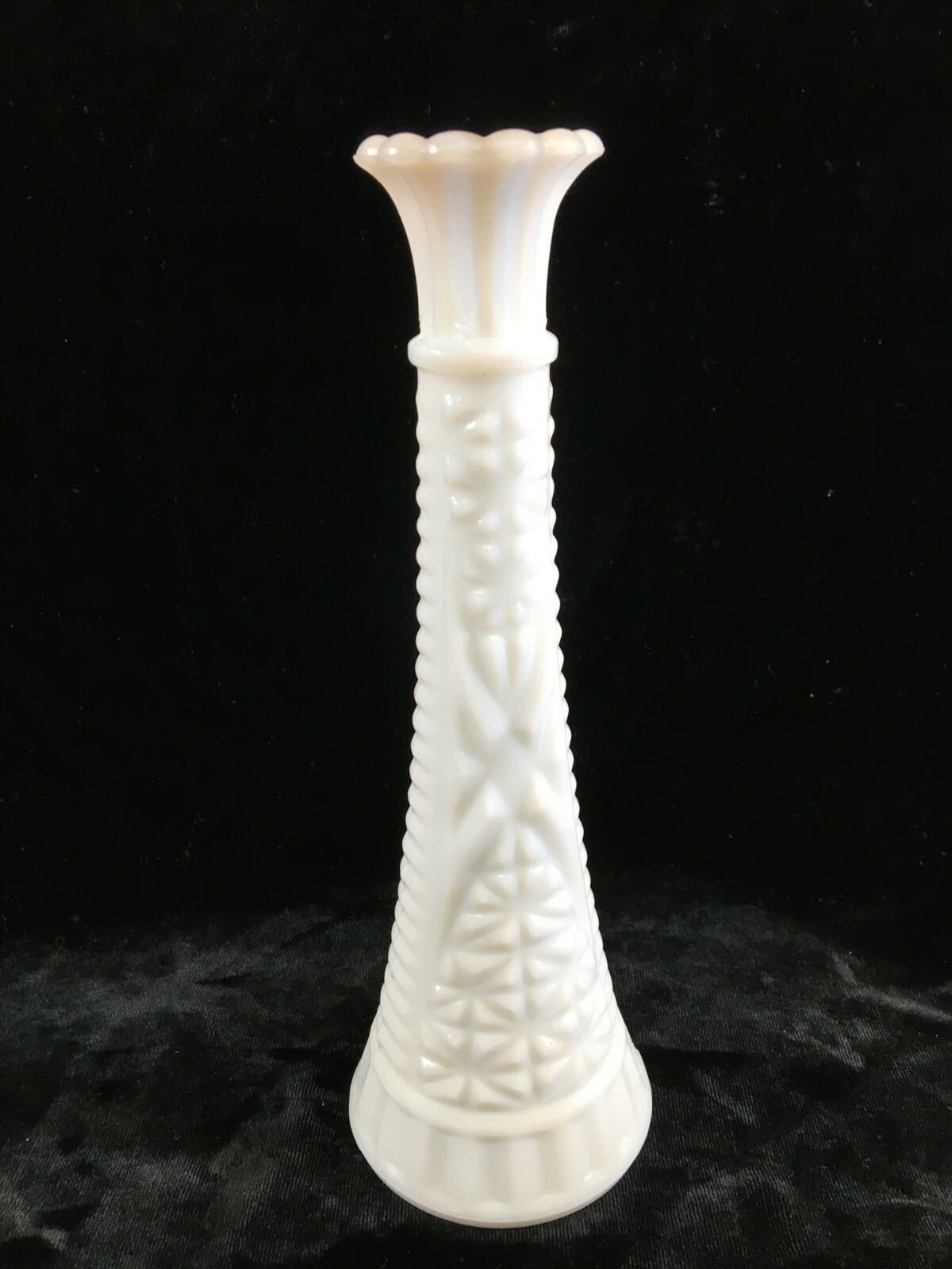Anchor Hocking White Milk Glass Bud Vase Hobnail & Bars